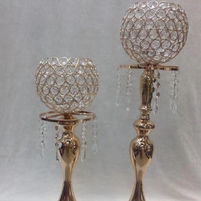 

8pcs)Gold flower stand Crystal Ball Candelabra CenterpiecesTable Centerpieces Gold Metal Candelabra Candle Holder for Hote 1721