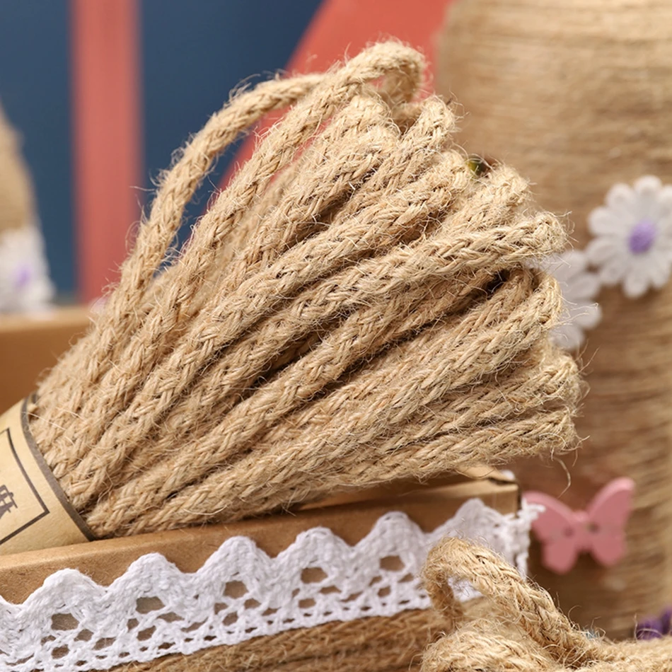 5M Natural Vintage Jute Ribbon Burlap Hemp Gift Bow Crafts DIY Jute Rope Cord Party Wedding Christmas Decoration Home Supplies