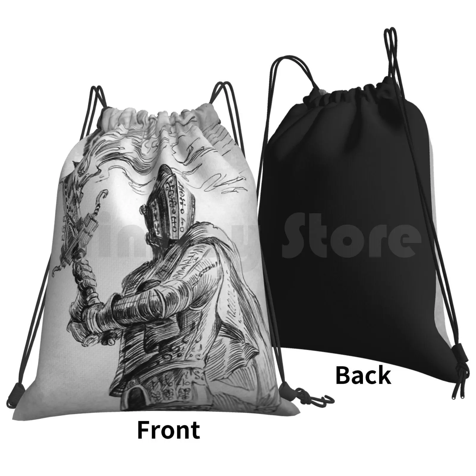 Sir Vilhelm Backpack Drawstring Bag Riding Climbing Gym Bag Dark Souls Dark Souls 3 Ink Pen Fantasy Video Games