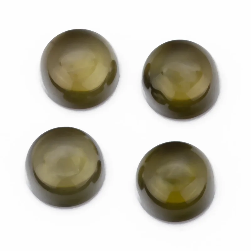 Size 6~10mm Round Shape Olive Green Cabochon CZ Stone Synthetic Cubic Zirconia Zircon