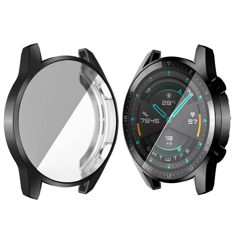 Casing jam tangan TPU cangkang kulit modis pelindung layar penutup penuh Electroplate untuk jam tangan Huawei GT 2 46mm 42mm