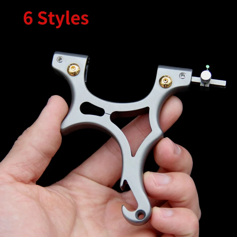 Titanium Alloy Slingshot Crooked จับคลิปคลิปฟรีแบนหนัง Catapult Bow ด้วยตนเองแบบพกพา Sling Shot Catapult