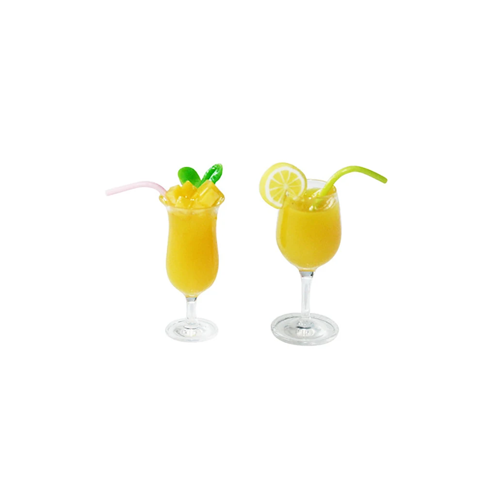 1Pcs 1/12 Dollhouse Miniature Accessories Mini Resin Orange Mango Smoothies Cup Simulation Drinks Model Doll House Decoration