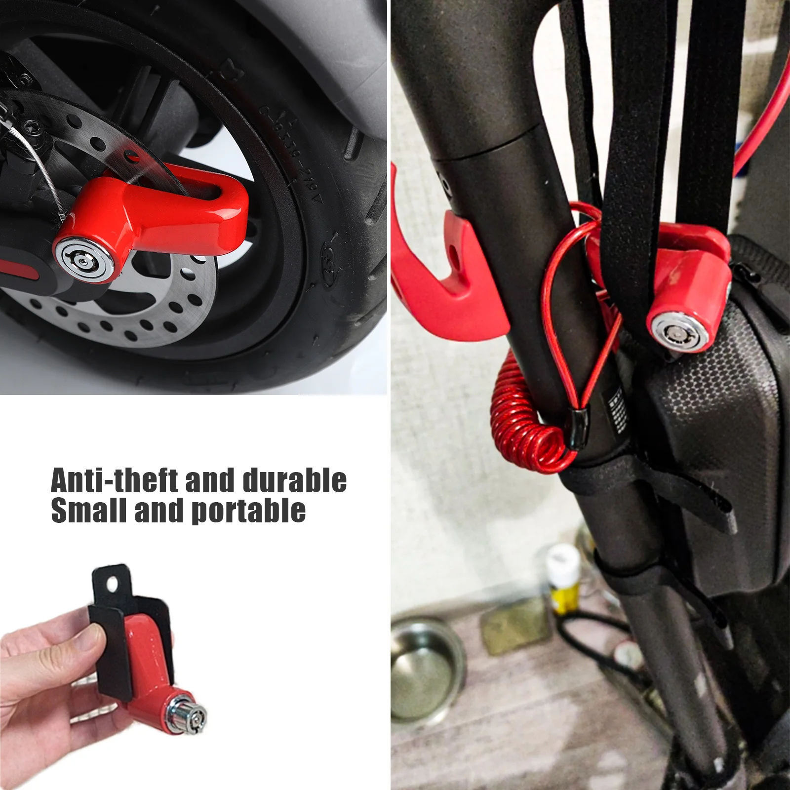 New Wheel Locks Scooter lock Anti-Theft Disc Brakes Lock with Steel Wire for Xiaomi M365 Electric Scooter Skateboard Wheels Lock