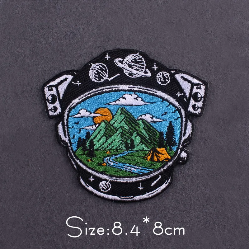 DIY Wilderness Patches Embroidery Patch For Clothing Iron on Patches on Clothes Whale Landscape Mountain Patch Badge for Clothes