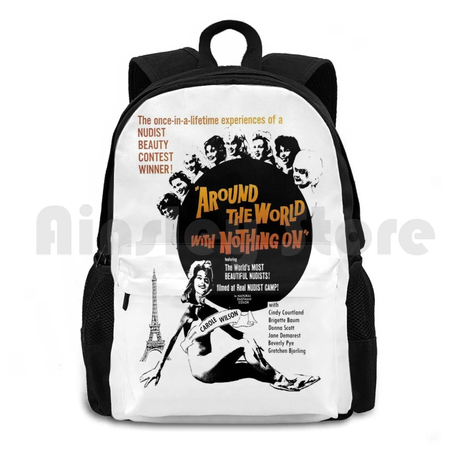 Around The World With Nothing On Outdoor Hiking Backpack Riding Climbing Sports Bag Vintage Retro Vintage Movies 60s 60s Movies