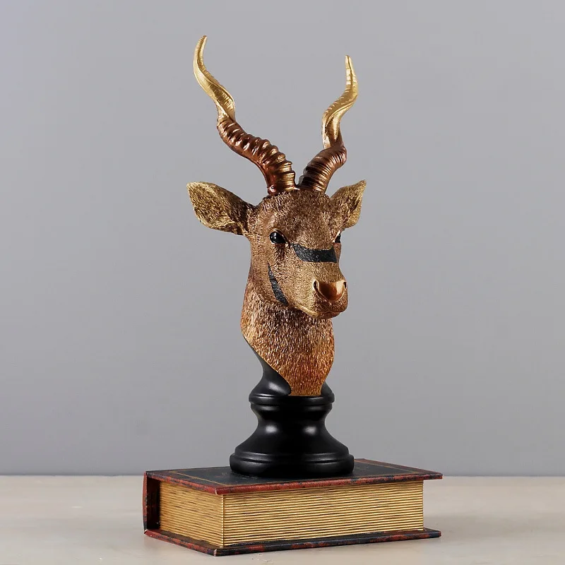 HOME DECOR RESIN DEER HEAD ORNAMENTS HOME DECORATION ACCESSORIES DEER FIGURINES ELK ANTELOPE MINIATURE EUROPE DESK WEDDING GIFTS