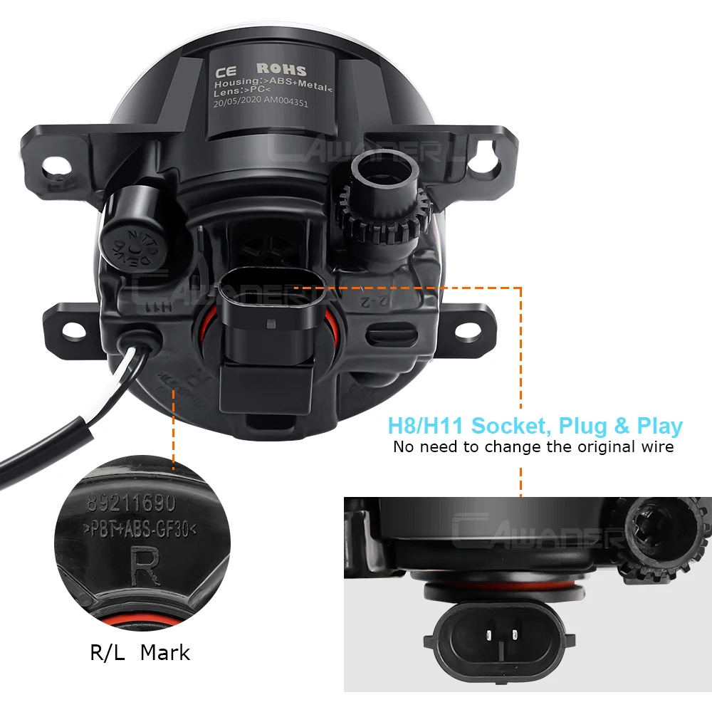2 X Car Left + Right LED Fog Light Assembly Angel Eye DRL Daytime Running Light 30W 8000LM 12V For Subaru XV 2013-2023