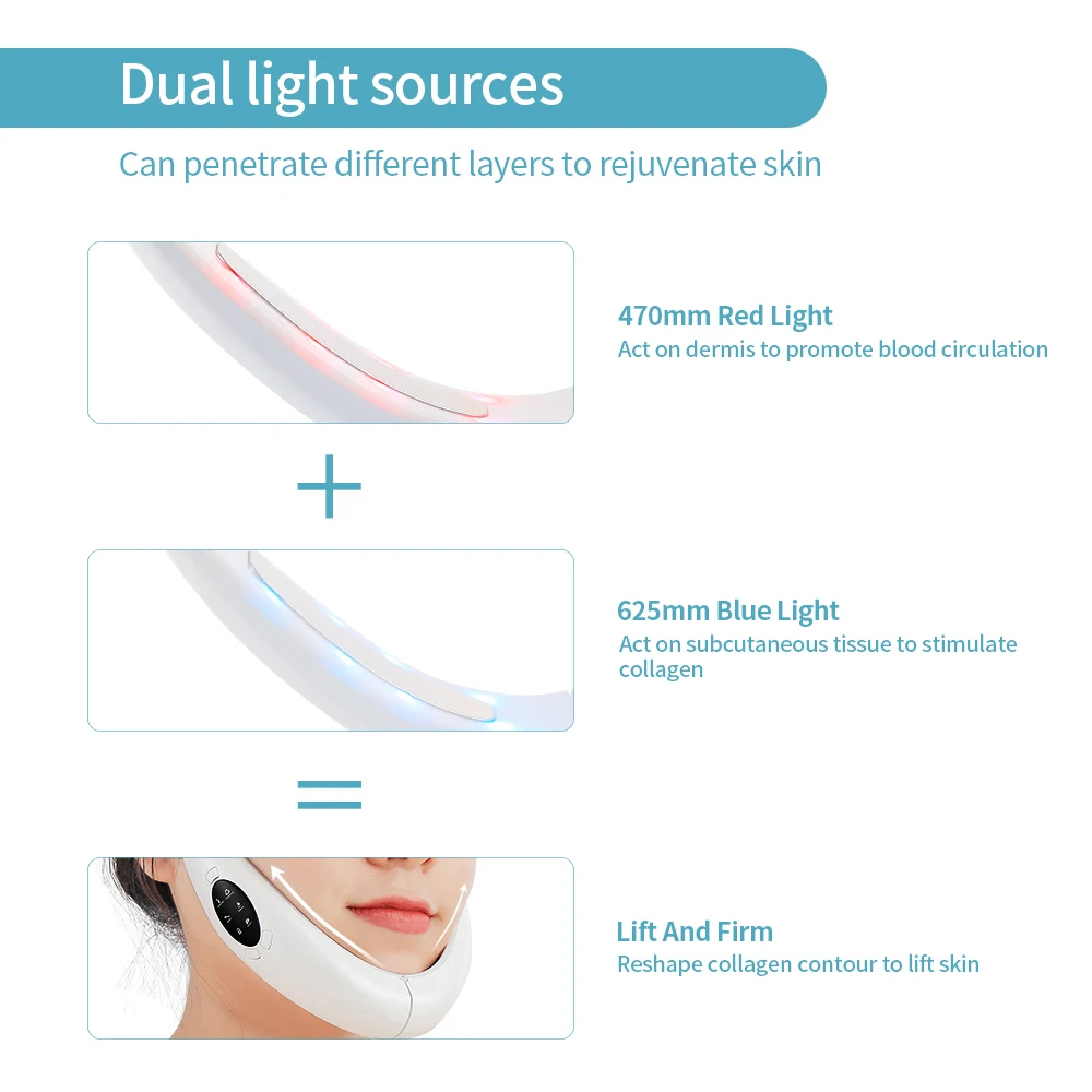 EMS V자형 얼굴 리프팅 슬리머, LED 광자 진동 마사지기, 바디 지방 이중 턱 제거, V 페이스 업 뷰티 디바이스