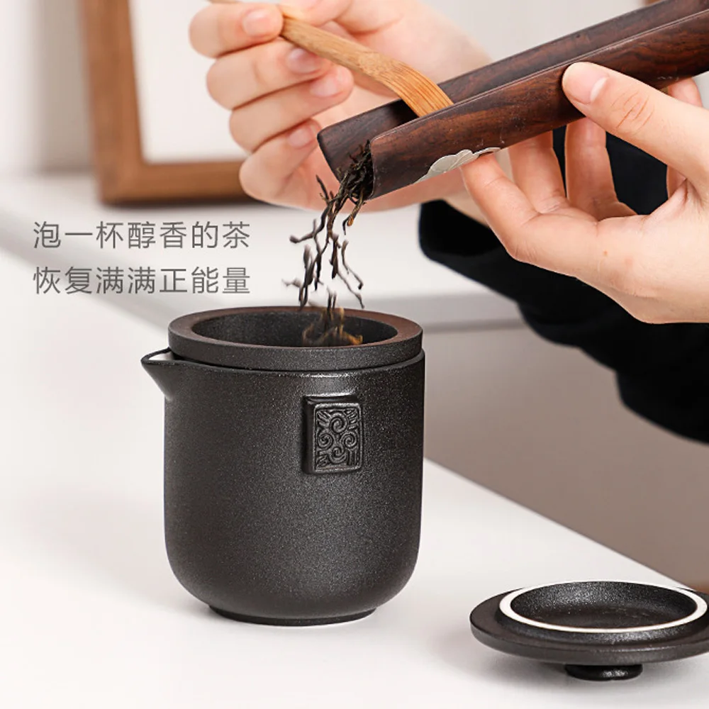 HMLOVE Ceramics Teapot Sets 1 Pot 4 Tea Cups Chinese Kung Fu Gaiwan Strainers Portable Travel Teawear Gift For Business 260ML