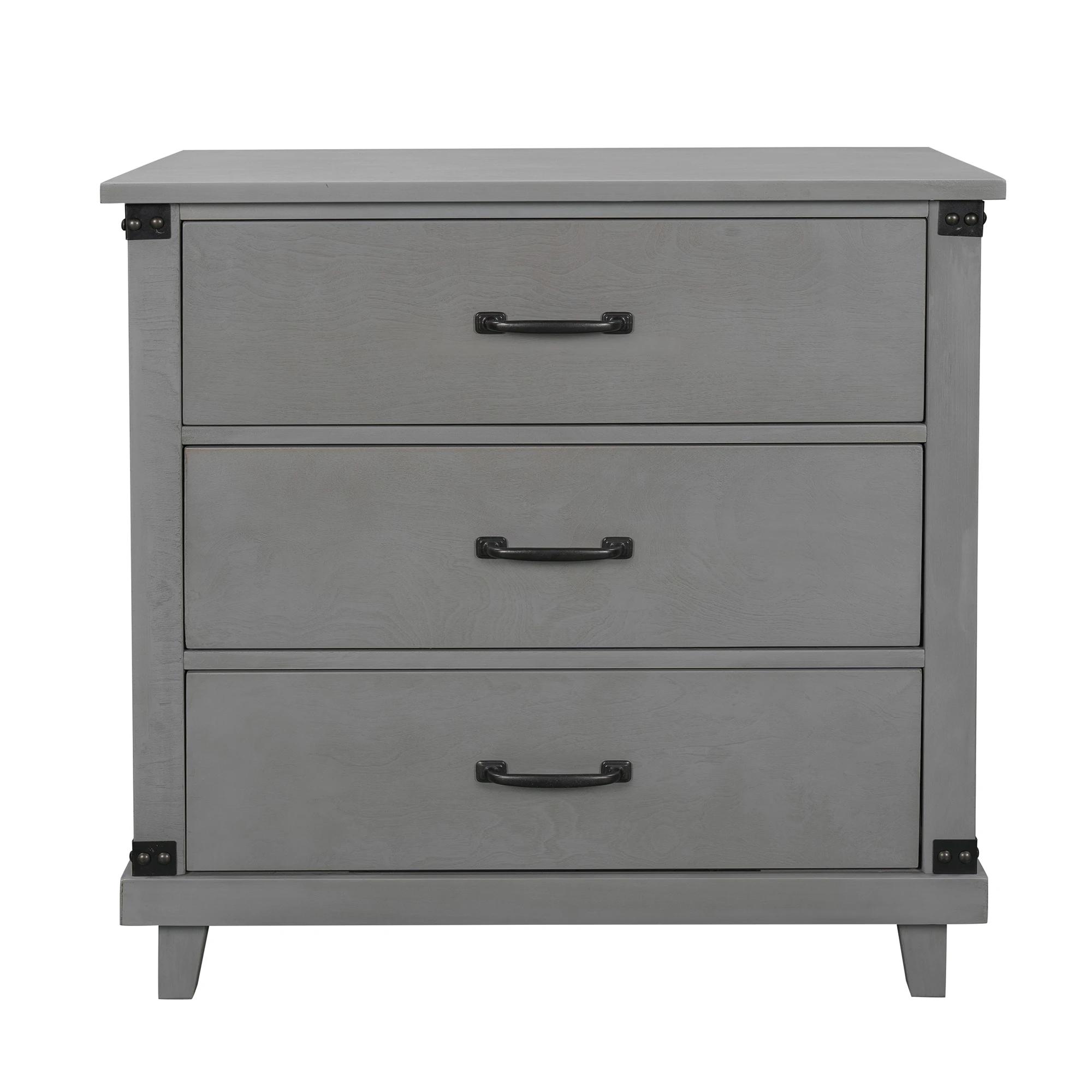 Two Colors  Modern Bedroom Nightstand with 3 Drawers Storage ,