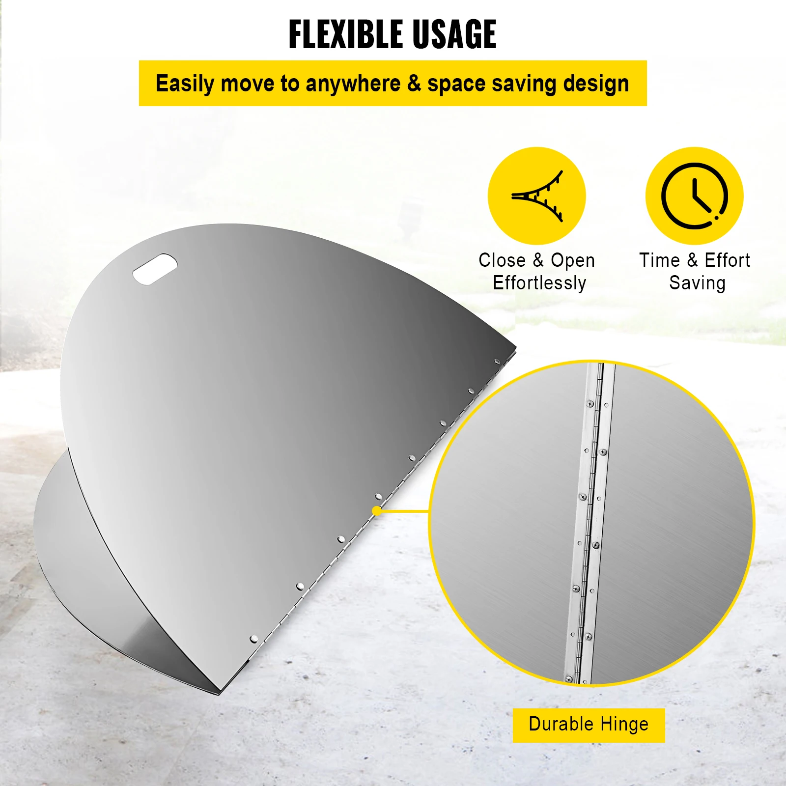 Крышка для камина VEVOR, 40 дюймов, складная, с удобными ручками, из нержавеющей стали 430