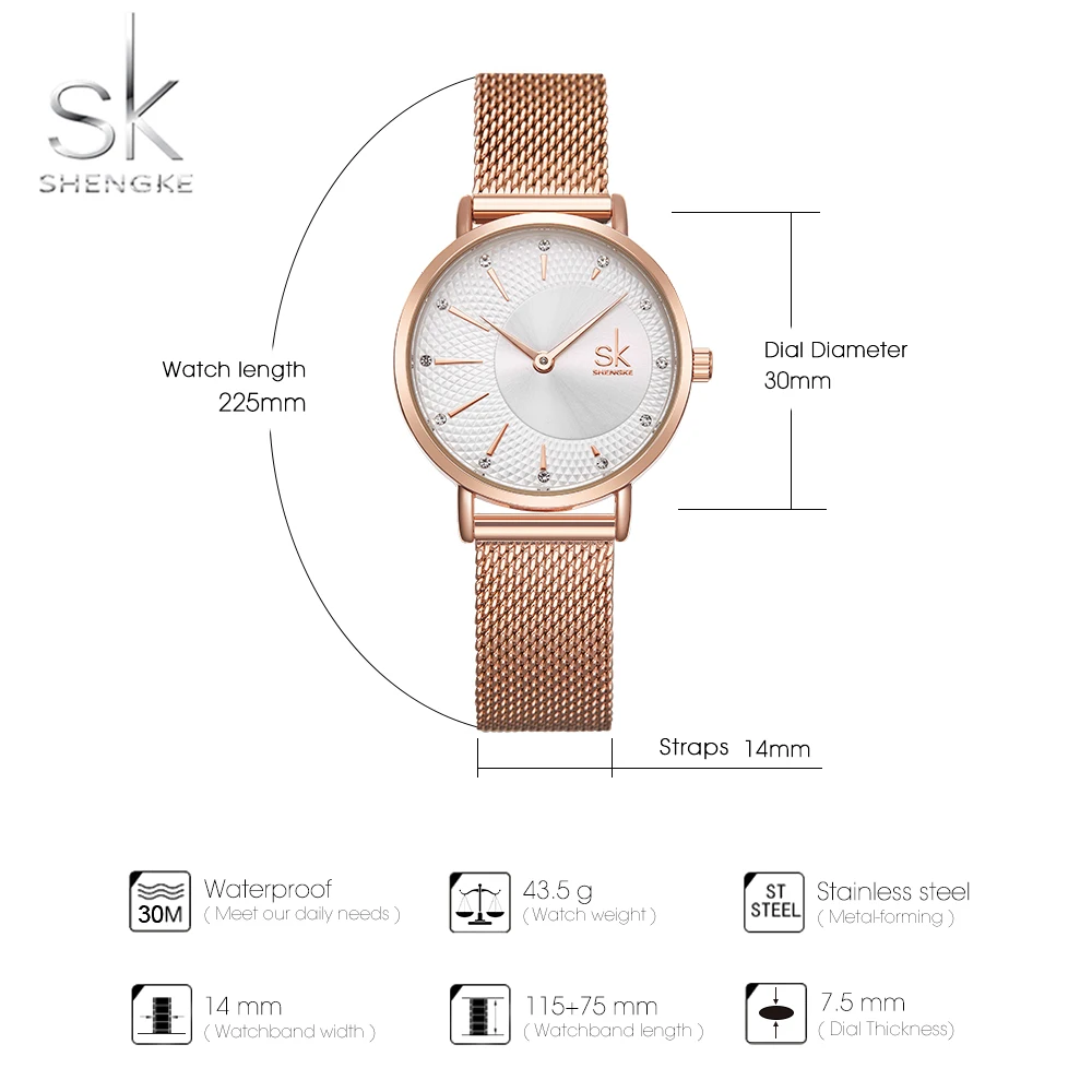 Rosegold Relogio Feminino Fashion Classic Watch For Women Adjustable Stainless Mesh Band Japanese Quartz Movement Reloj Mujer