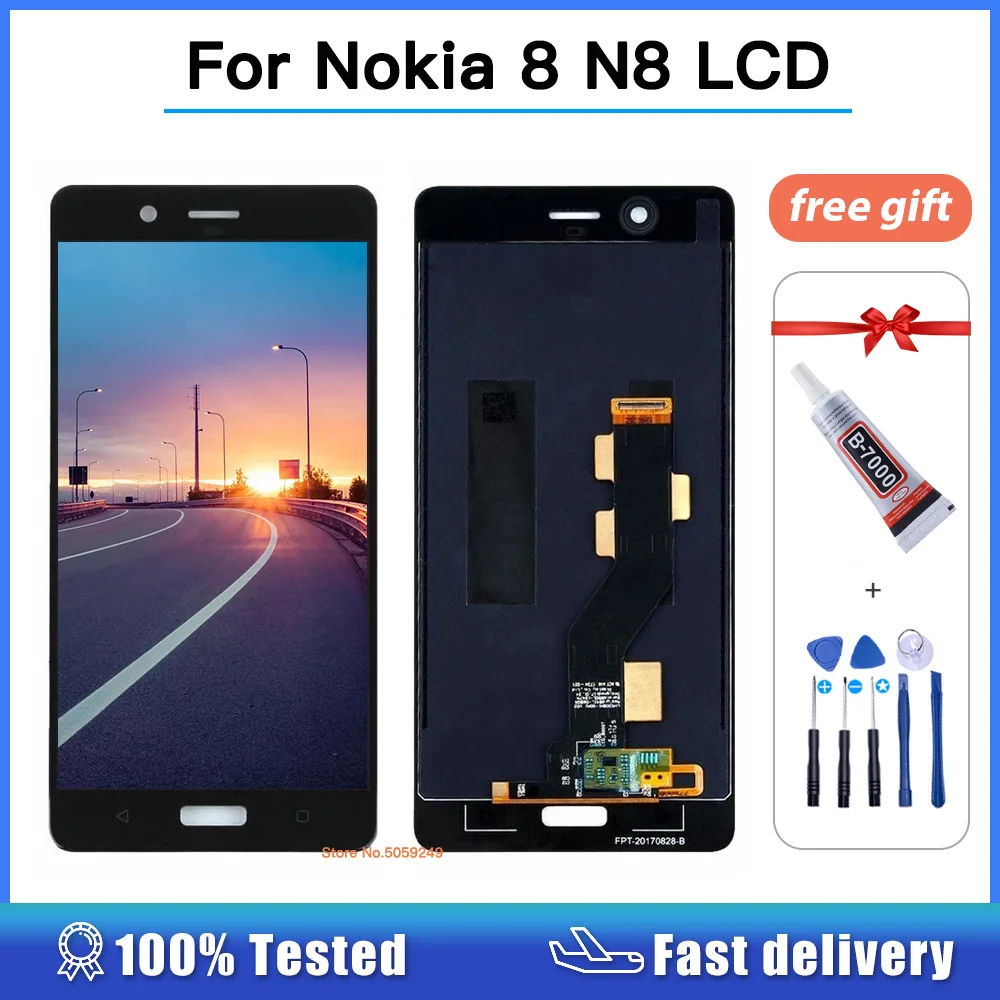 

5.3" Original LCD 100% tested For Nokia 8 N8 LCD Display With Touch Screen Digitizer Assembly For Nokia8 TA-1004 TA-1012 TA-1052