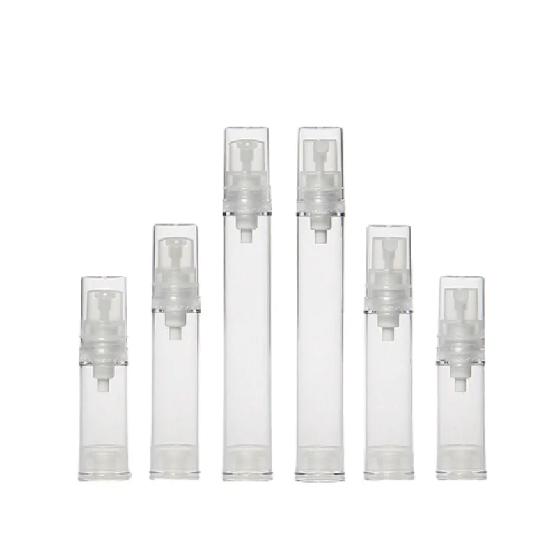 

50pcs Lotion Pump Vacuum Cosmetic Sample Packaging Transparent Clear Empty Plastic Spray Atomzier Airless Bottle 5ML 10ML 15ML