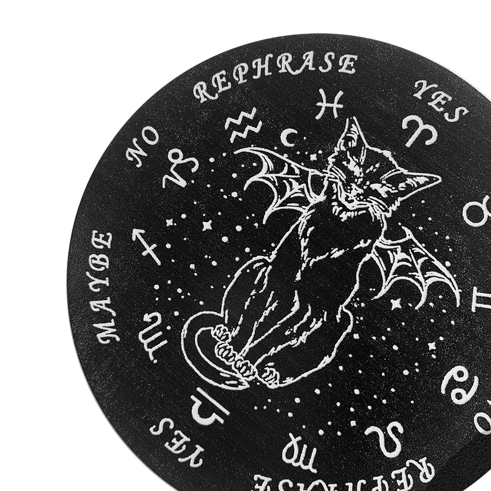 Pannello a pendolo in legno Divinazione Fetta Base in legno Stregoneria nera Parete Stella Gatto Luna Stregoneria Planchette Home Christian Decor