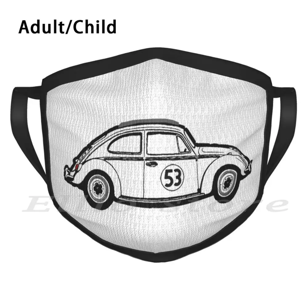 

Herbie Line Drawing Print Washable Anti Dust Scarf Mask Herbie Bug Automobile Racecar Famous