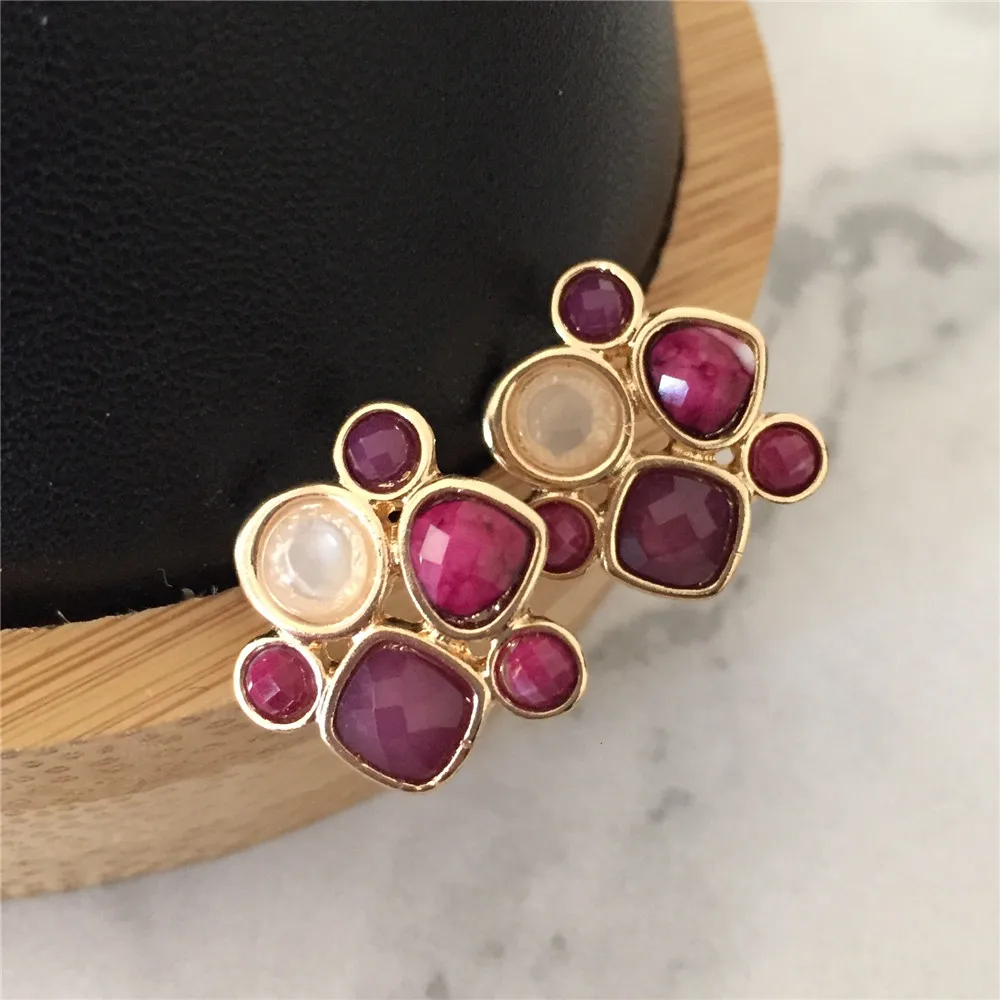 Korean New Arrival Sweet Crystal Holiday Flower Stud Earrings For Women Fashion Elegant Oorbellen Bijoux Party Gifts