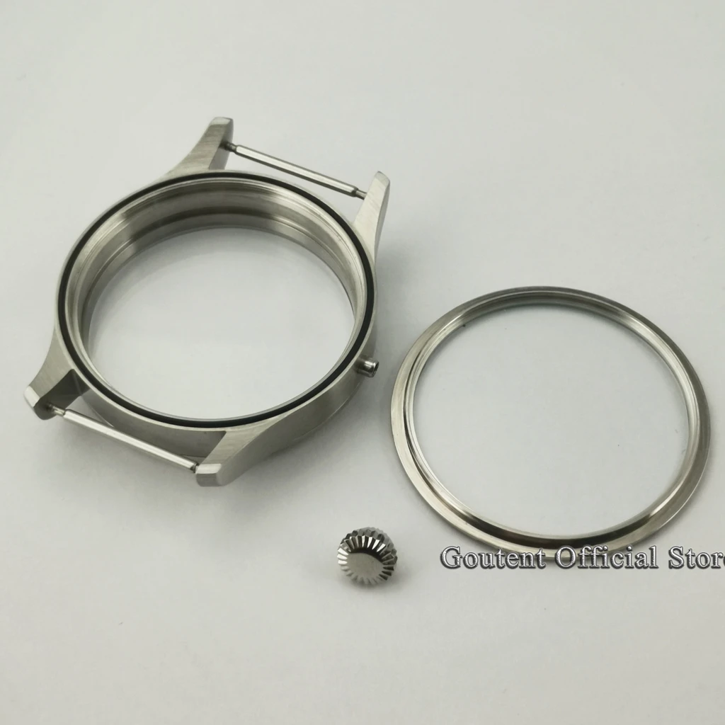 New Goutent 42mm Brushed Watch Case Sterile Steel Case Fit For ETA 6497,6498 Seagull ST3600 Movements Watch Parts