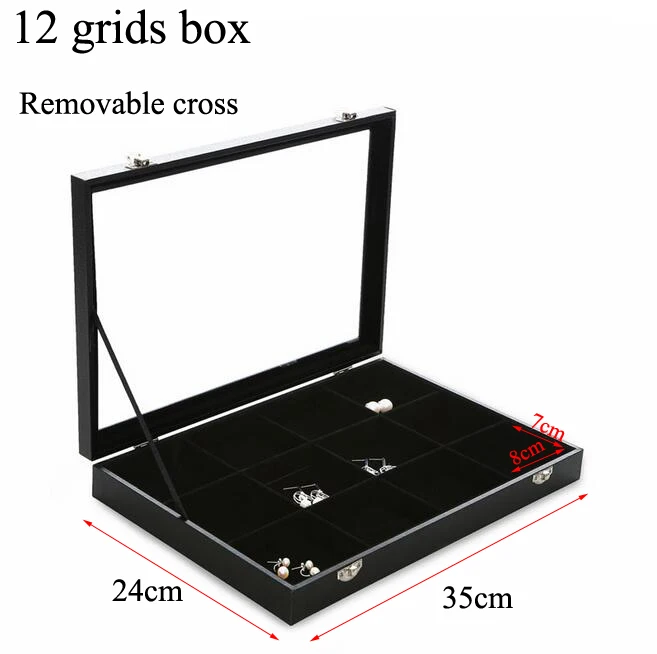 High Quality PU Frame Velvet Jewelry Organizer Earring Ring Box Necklace Pendant Storage Case Jewellery Display