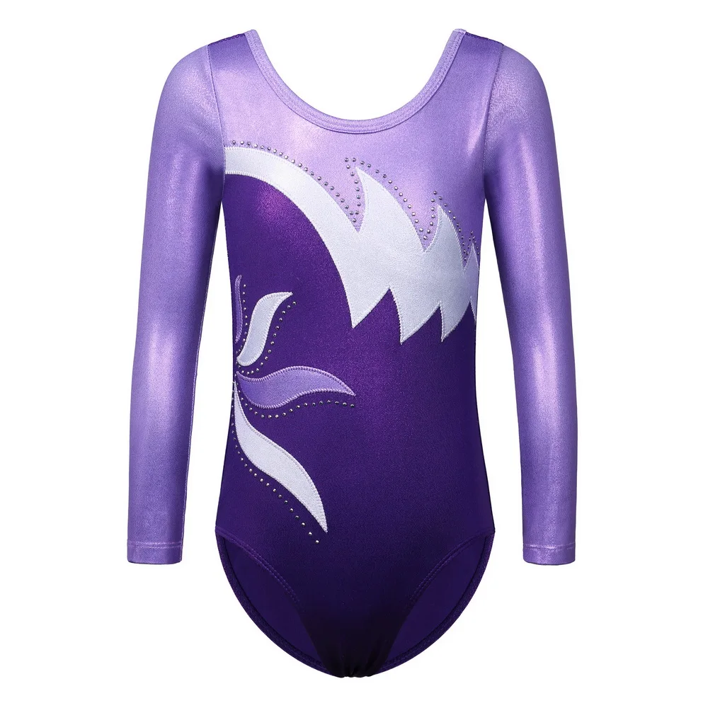 BAOHULU Girls Ballet Leotard Long Sleeve Dance Gymnastics Leotards Diamond-Shaped Ballet Suits Ballerina Training Bodysuits