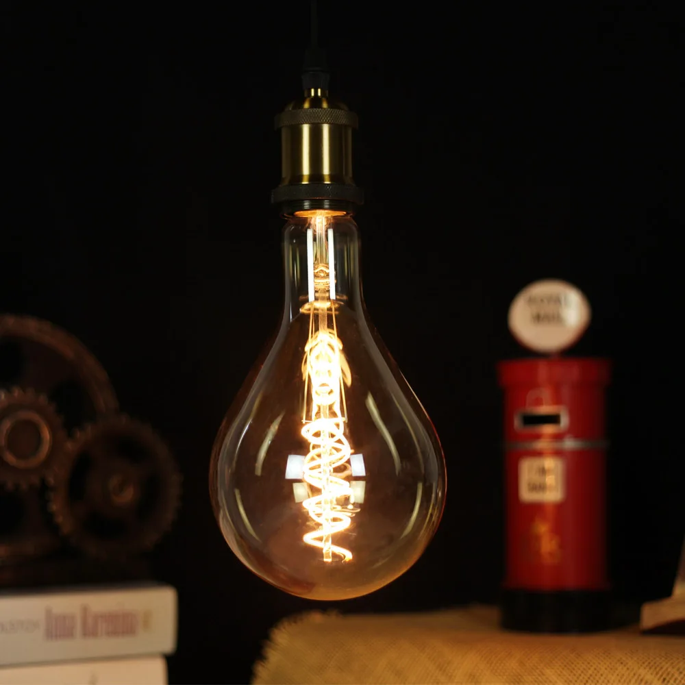 A130 big edison led bulb E27 spiral light amber retro saving lamp vintage filament Edison lamp led light chandelier 220V 4W PS42