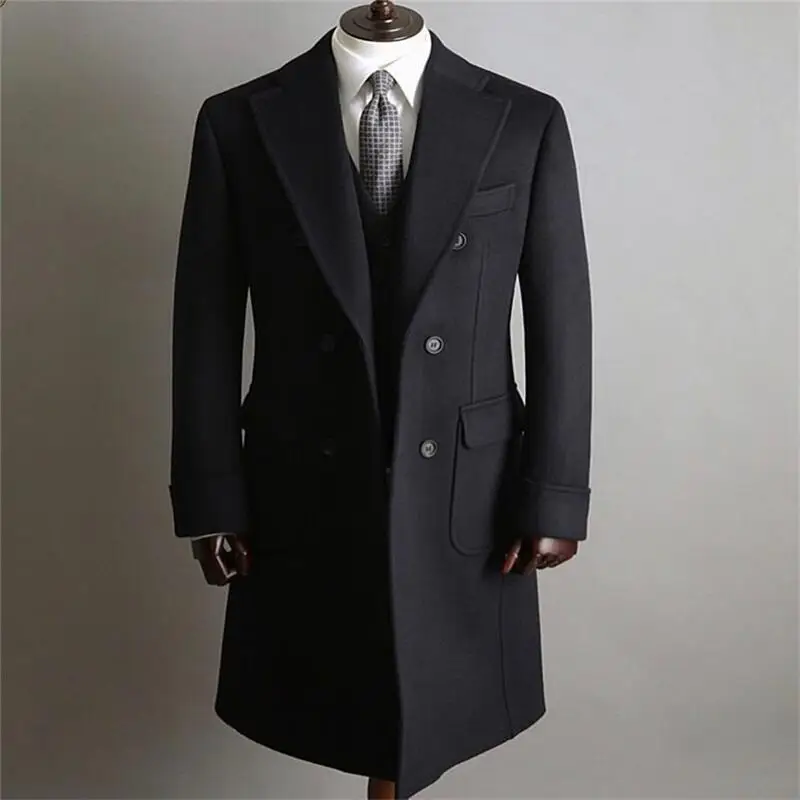 Classic Custom Made Winter Solid Windbreaker Jacket 2022 New Men Coat Fashion Long Trench Coats Lapel Business Overcoat