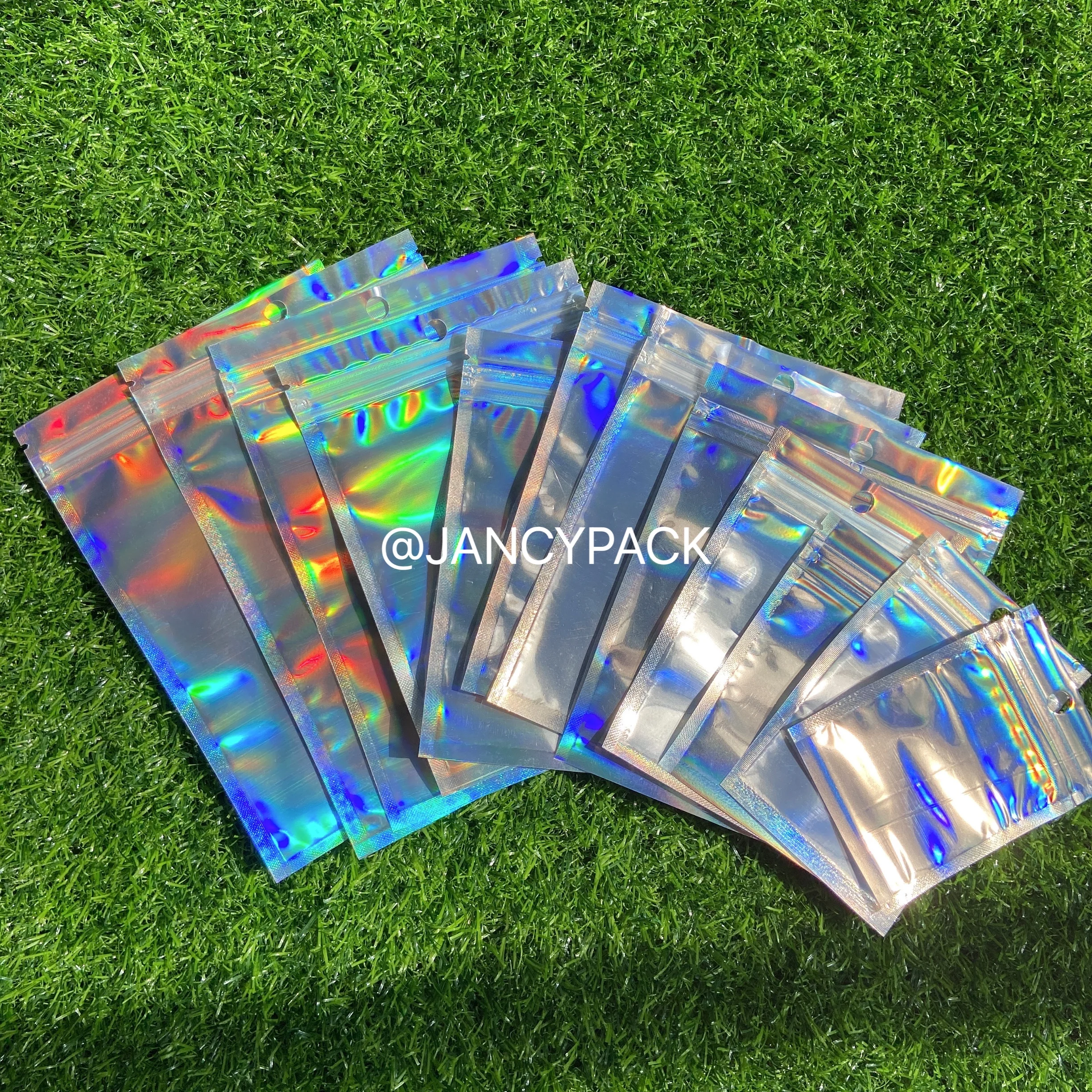 

Laser Ziplock Bag Cosmetic Packaging Self Sealing Gift Clear Holographic Jewelry Thick Aluminum Foil Zip Lock Bags