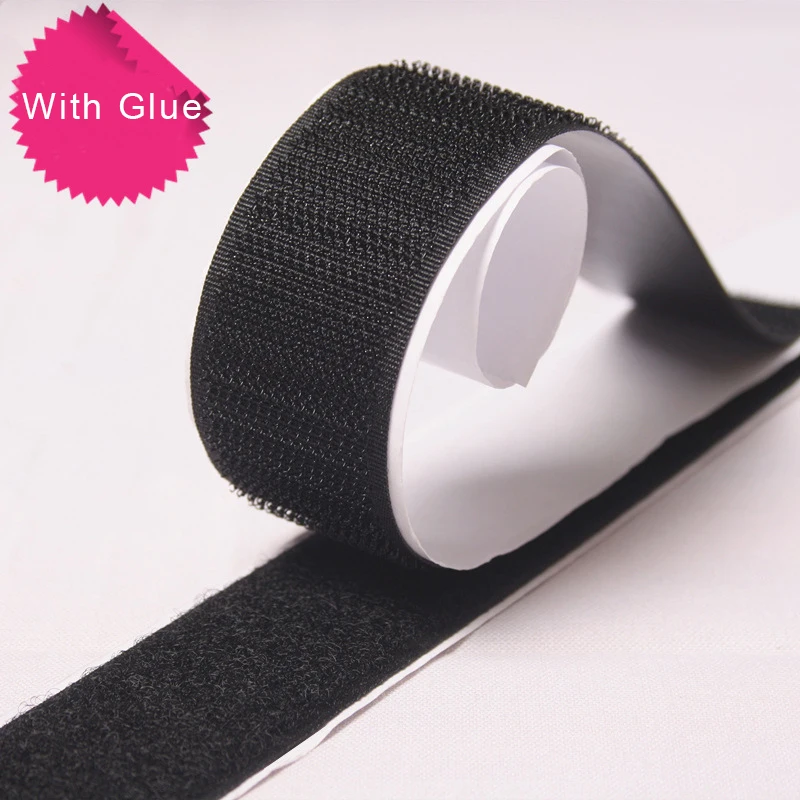 5cm 25Y Black White Hook and Loop Self Adhesive Fastener Tape Nylon Sticker 50mm Disks Boob Tape With Strong Glue