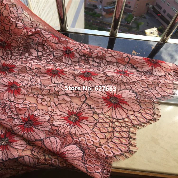 Length and width 1.5 meters, beautifully export flowers eyelashes lace fabrics  DIY clothing, dresses, home accessories