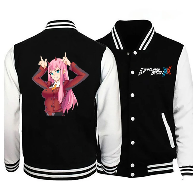 Zero two-Chaqueta de béisbol de Anime Junior para hombre, uniforme escolar, chaqueta Bomber