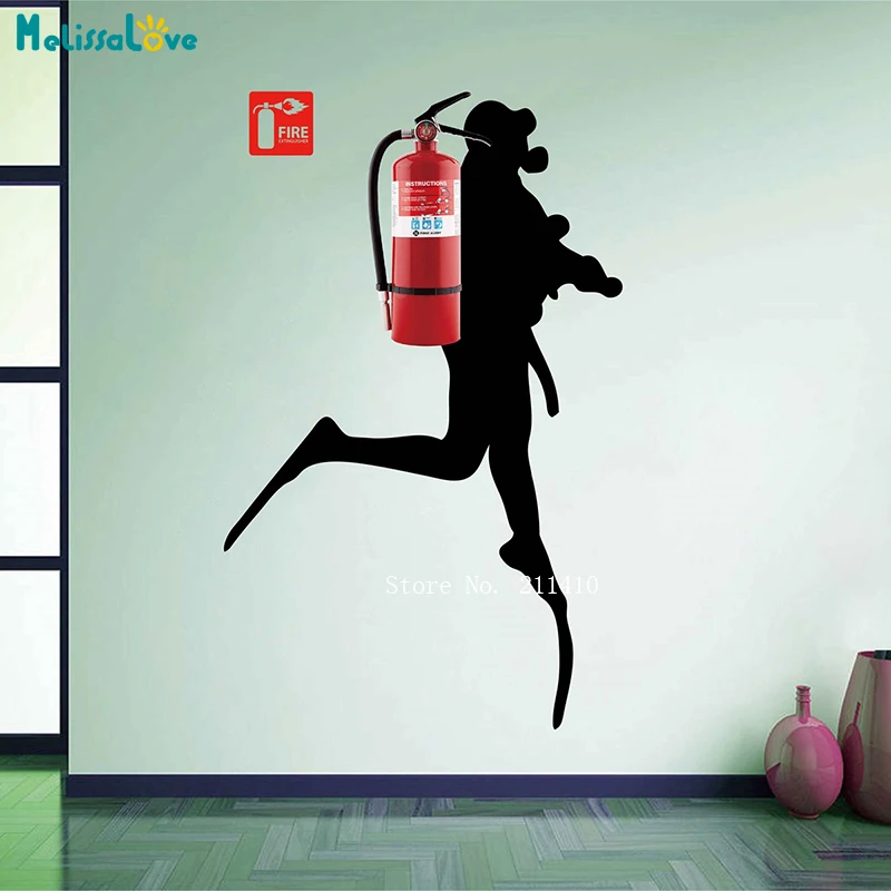 Scuba Diver Wall Sticker estintore Deep Dive Silhouette decalcomanie regalo in vinile Down Diving Happy Office murales YT5176