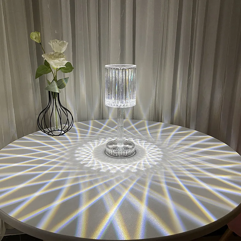 Candeeiros de mesa de cristal para decoração de quarto doméstico, cabeceira multiuso, luz noturna ajustável, iluminação para festas de fim de ano