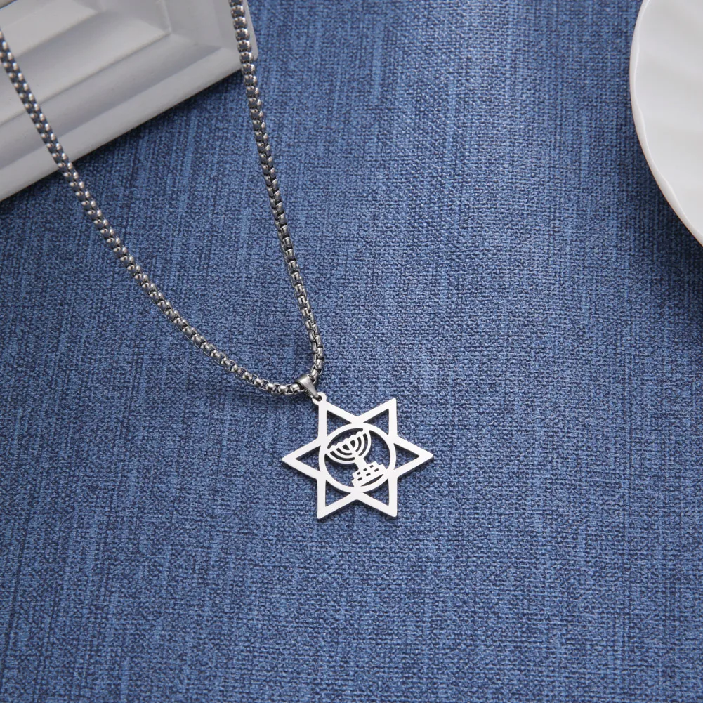 Collier Orange MENORAH – Bijou Judaïque Kabbale, Neuf Sous Blister