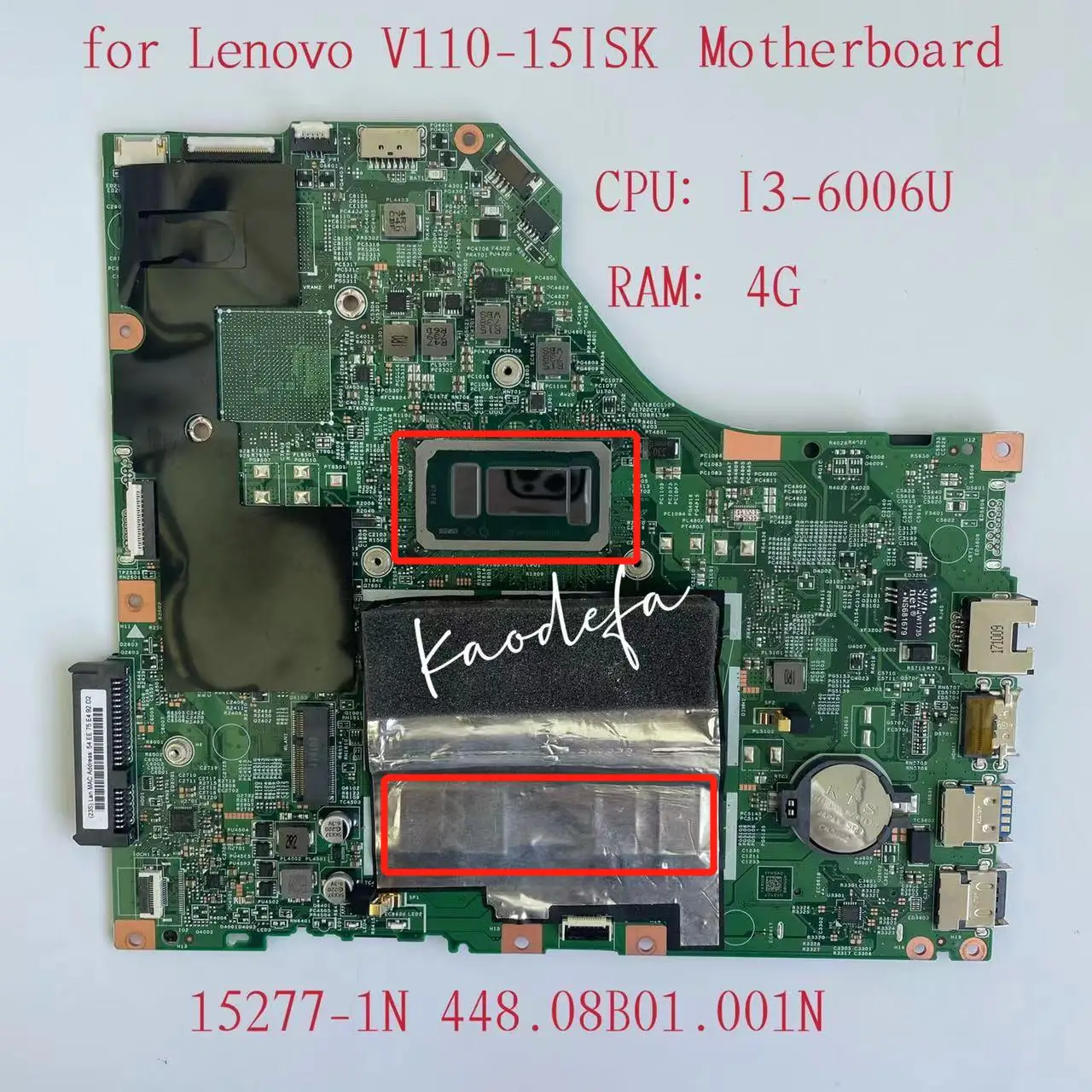 Placa base 15277-1N para ordenador portátil, placa base para ThinkPad V110-15ISK, CPU:I3-6006U RAM:4GB DDR4 FRU:5B20M60559 5B20M60560, 100% prueba OK