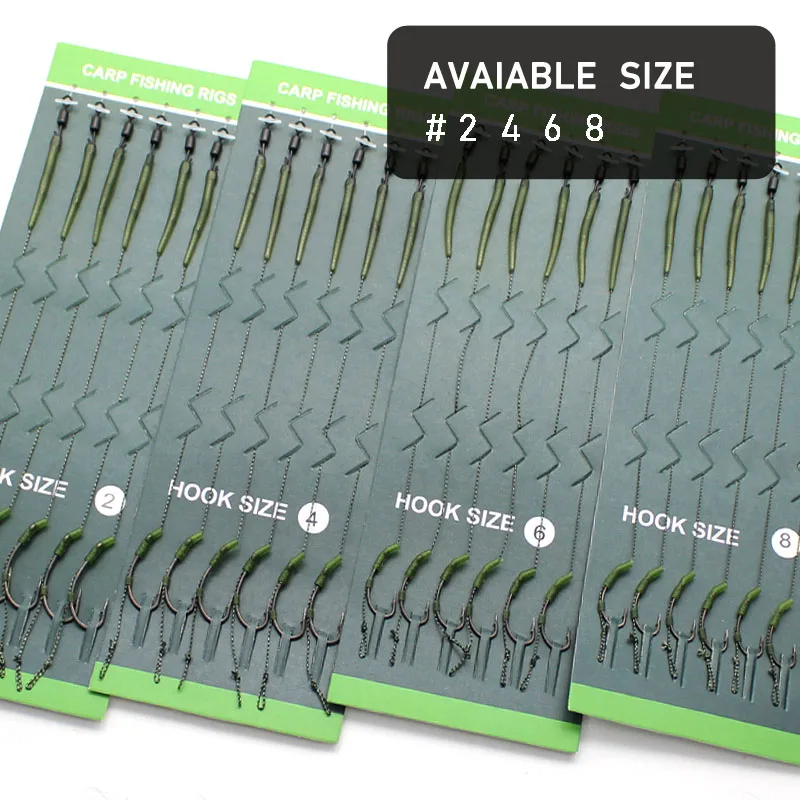 Aparejos de carpa listos para usar – Anzuelos tamaños 2,4,6,8