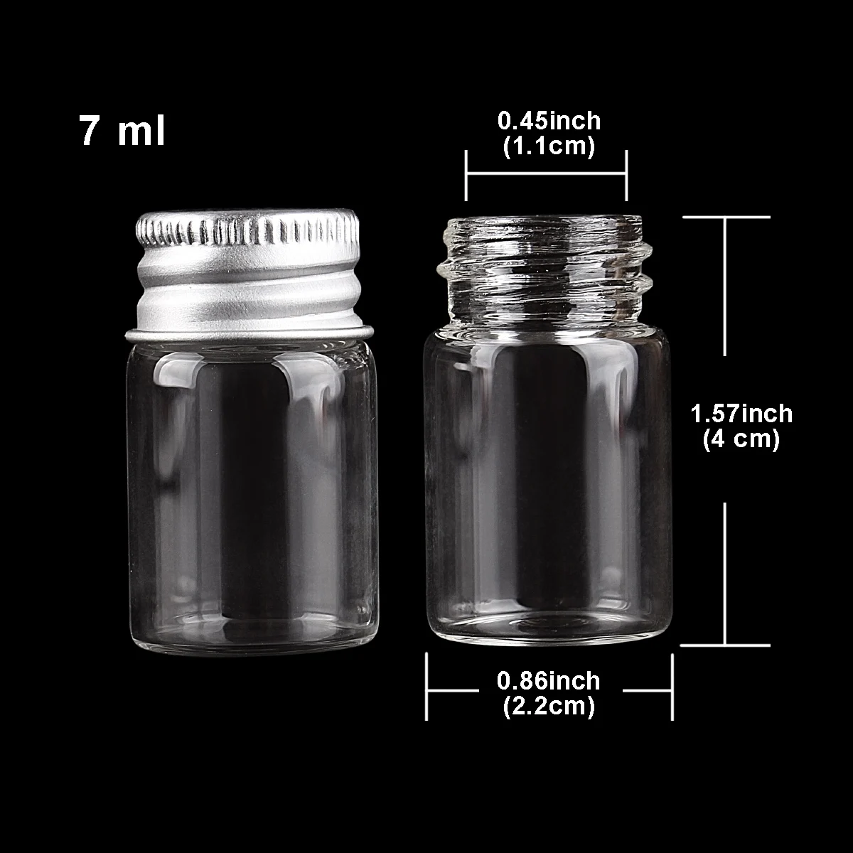 10pcs 7ml 22*40mm Clear Glass Bottles with Aluminum Caps Tiny Empty Glass Jars DIY Crafts Vials Tiny Glass Jars