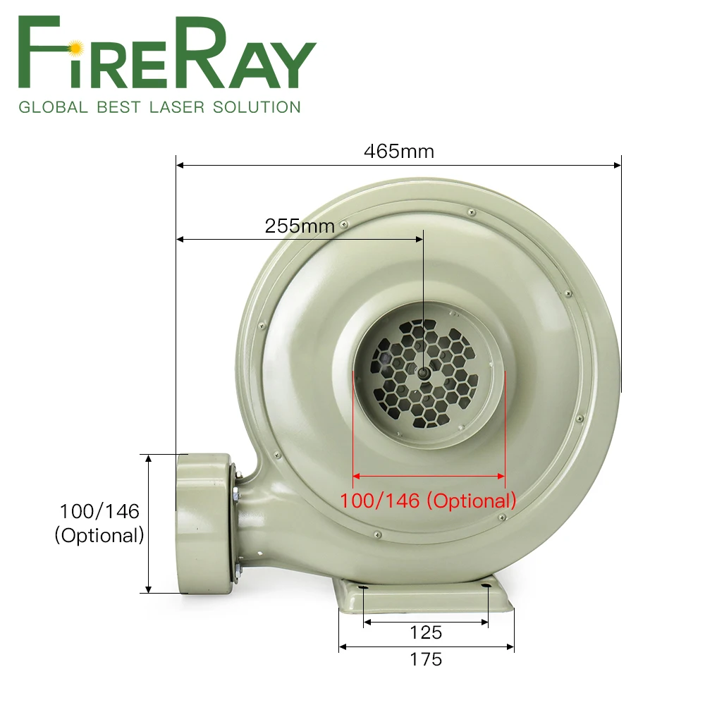 Fireray 550W 220V 380V Exhaust Fan Air Blower Centrifugal for CO2 Laser Engraving Cutting Machine Medium Pressure Lower Noise