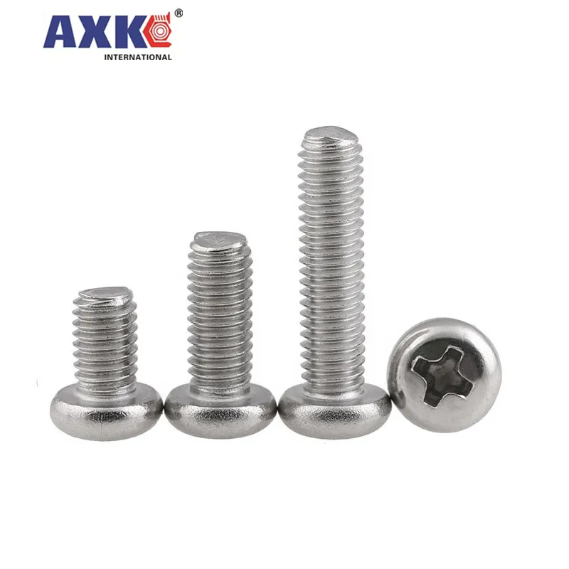 10/50 M2 M2.5 M3 M3.5 M4 M5 M6 M8 A2 304 Stainless steel Cross Round Phillips Pan Head Screw Bolt Dia 2 3 4 5 8mm Length 3-100mm