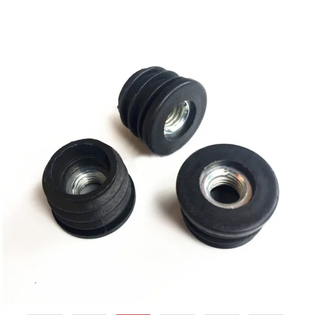 Round Black Plastic Blanking End Cap, Pipe Tube Inserts with M8 Metal Thread Dia 16, 19, 22, 25, 30, 32, 38, 50mm, 2Pcs