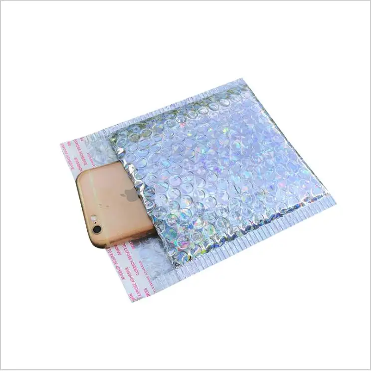 10pcs 13*15cm Small Bubble Mailers Poly Mailing Bags Shipping Envelopes with Padded Silver Laser Bubble Packaging Bags