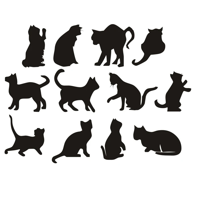 Cats Wall Art Stickers (Decals)   New  Products Decor Kids Room Decoration  Many Colours,  12 Different   Poses