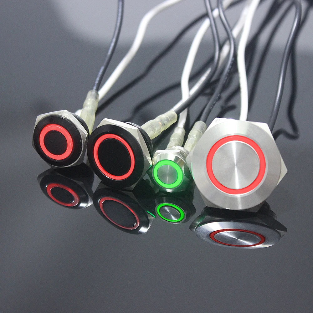 12/16/19/22/25/30 mm Electric Waterproof Power Led Light Momentary Short Mini Push Button Switch Pressure Switches 220V 12V 3-6V