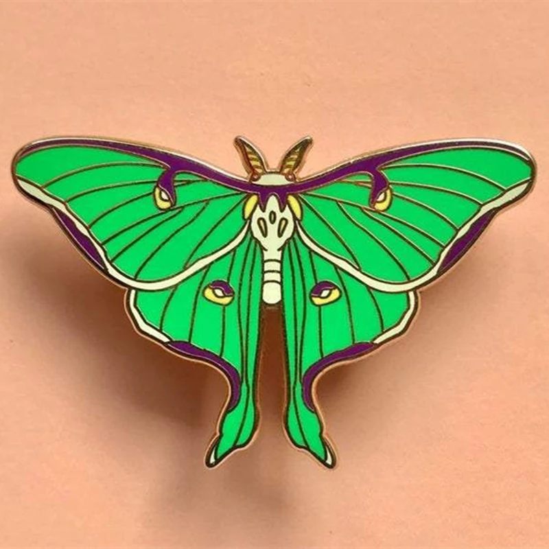 Lunar Butterfly Luna Moth Enamel Brooch Pins Badge Lapel Pins Brooches Alloy Metal Fashion Jewelry Accessories