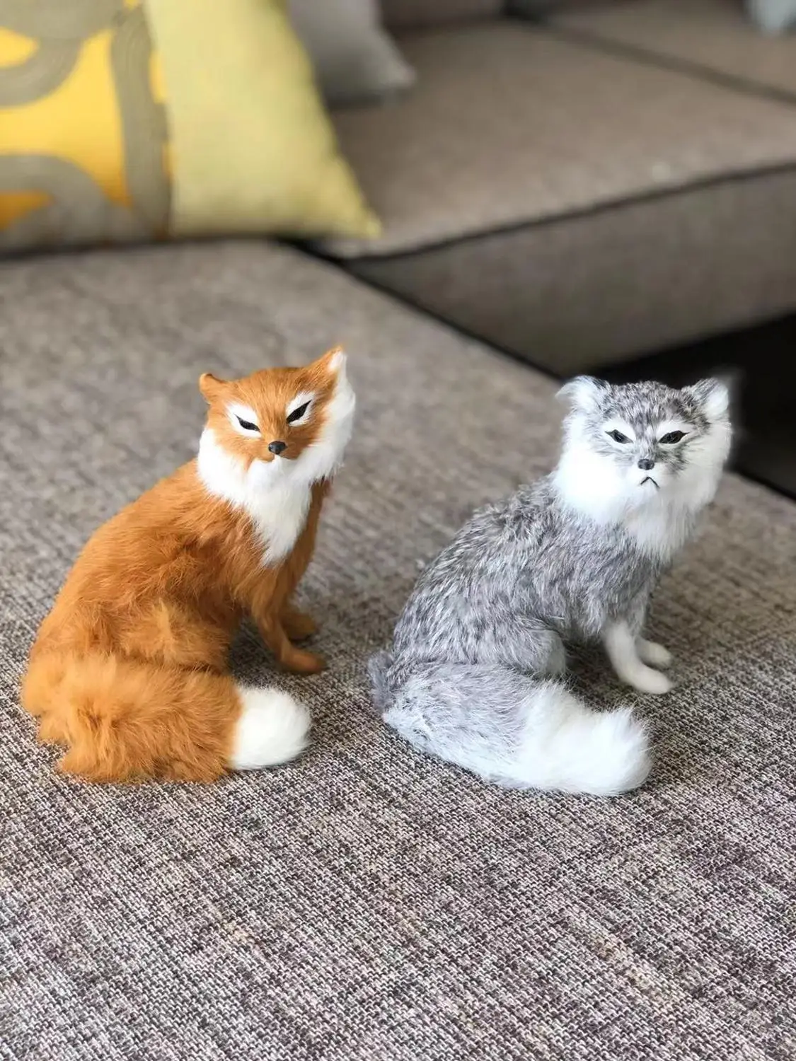 simulation fox hard model polyethylene&furs squatting fox 16x14cm crafts ornaments handicraft home desktop decoration gift a3933