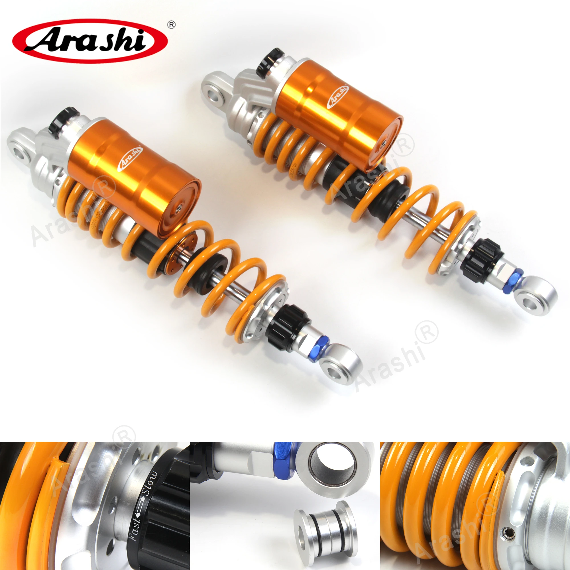 ARASHI Universal 330mm Motorcycle SuspensionFor SUZUKI GSX400 Inazuma 1997-2000 Adjustable Nitrogen Charged Rear Shock Absorber