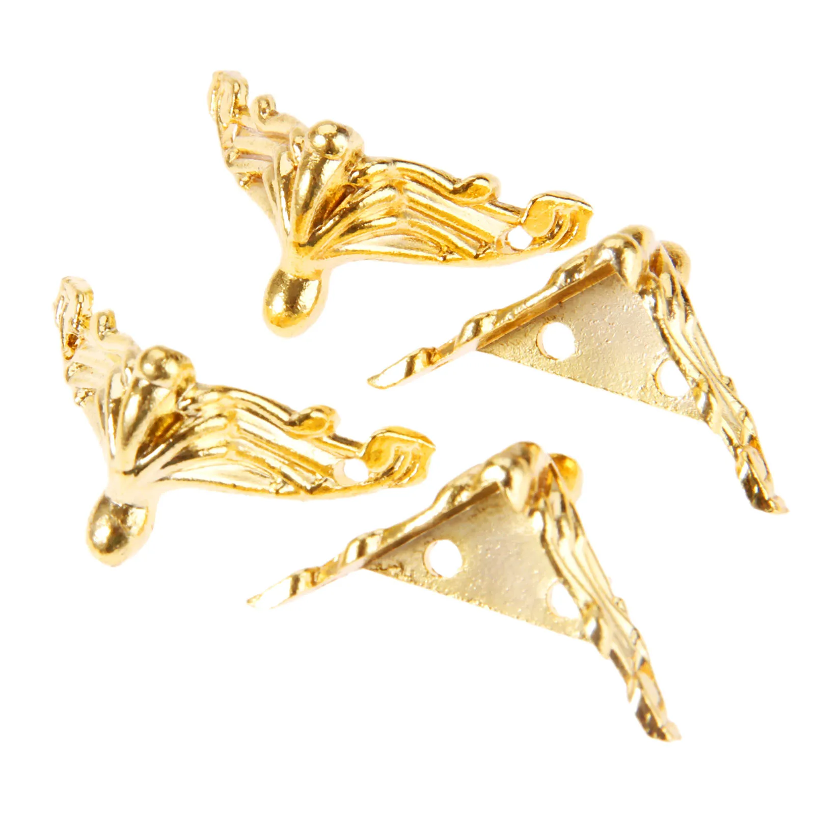 4pcs/lot Golden Iron Corners Decorative Protectors Antique Bronze Brackets Red Copper Brass Feet Desk Jewelry Box Foot 26mm*19mm - view 5