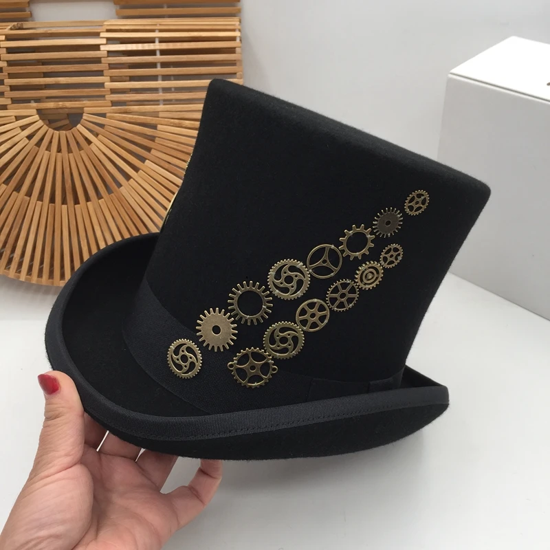 17cm of top hat black Presidential feather magic cap male the steam times masquerade hat in street