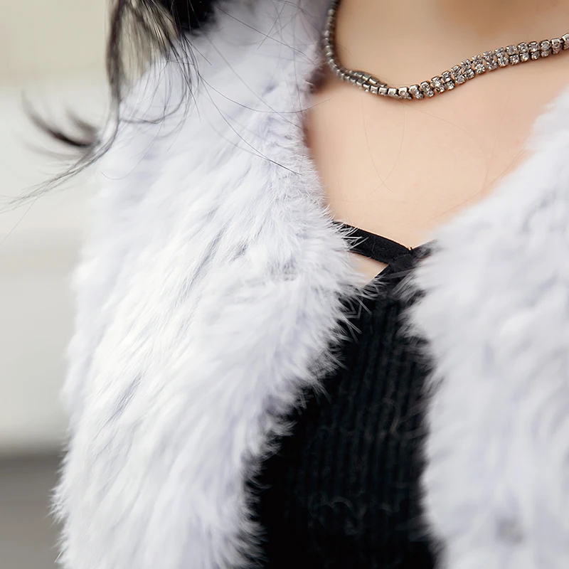 2021 New Zero Fish Women's Holiday rabbit fur Vest Hot Sale  knitting Real fur Vest  Outside Shopping