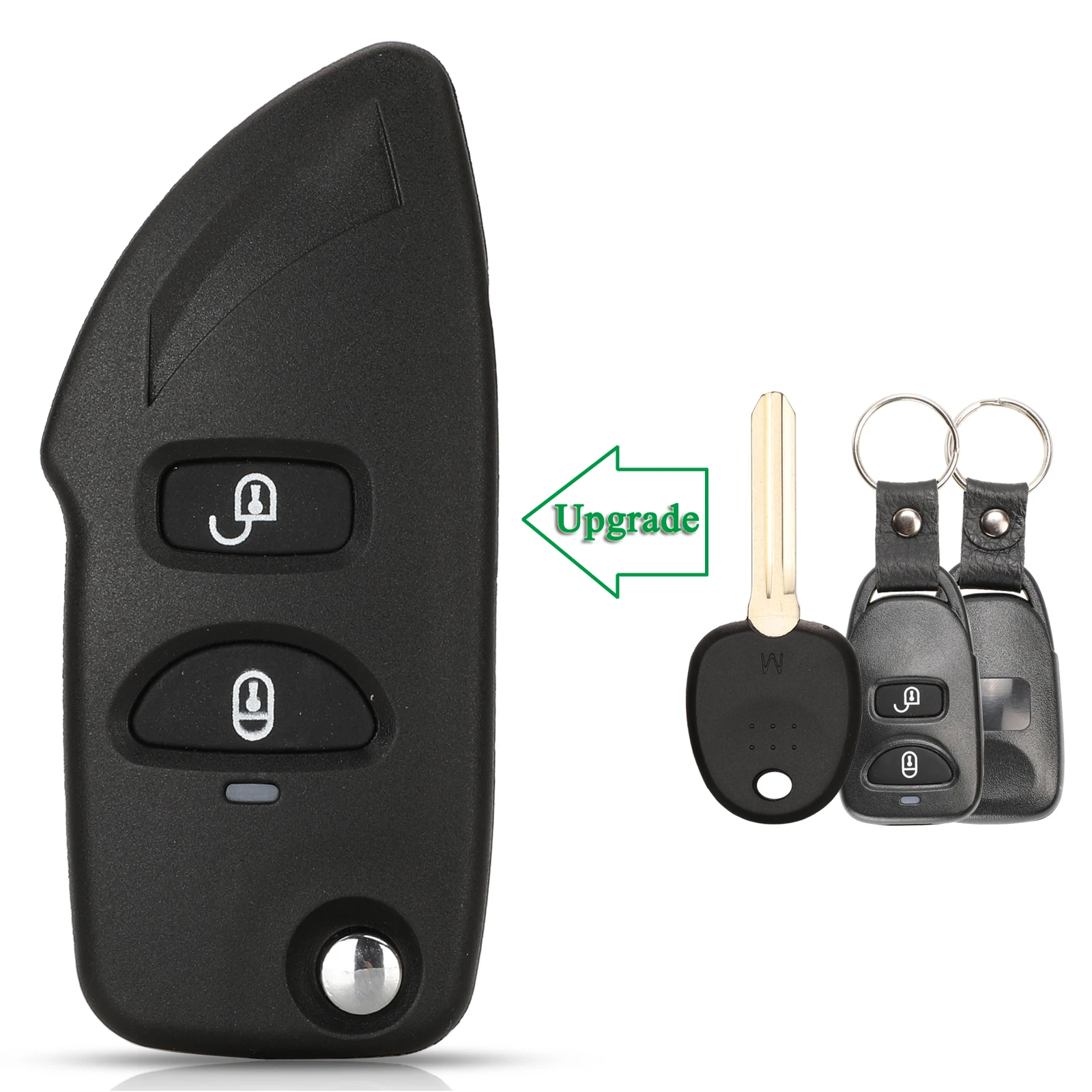 jingyuqin Modified For Hyundai Santa Fe 2006-2012 Fit KIA Fob 2 Buttons Smart Remote Car Key Shell Uncut Right Blade Replacement